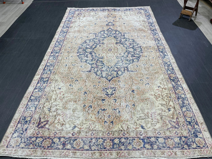 Blue Turkish Oushak Rug 5' 1" x 8' 9" Hand-Knotted | No. WR26826