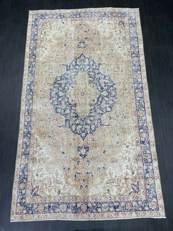 Blue Turkish Oushak Rug 5' 1" x 8' 9" Hand-Knotted | No. WR26826