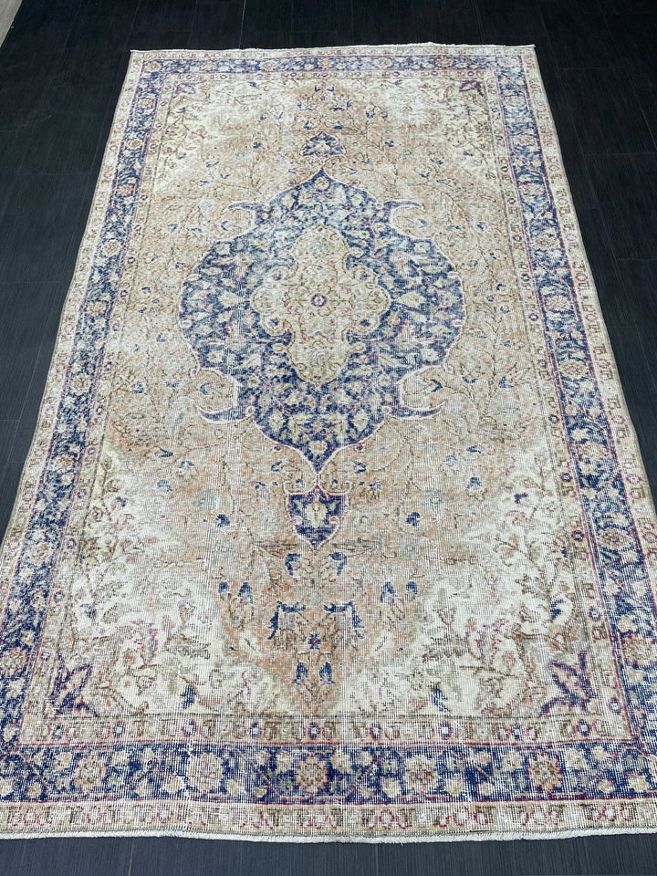 Blue Turkish Oushak Rug 5' 1" x 8' 9" Hand-Knotted | No. WR26826