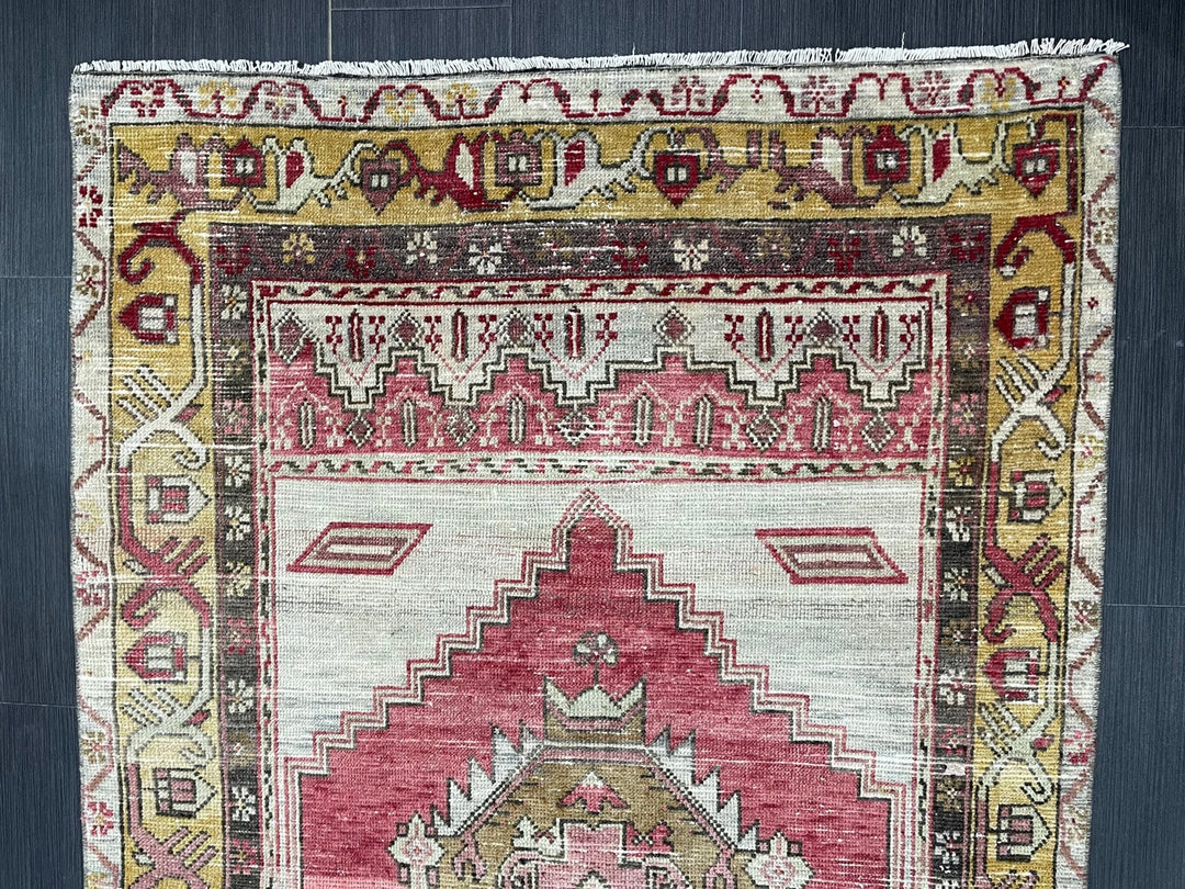 Tan Turkish Runner Rug 3' 8" x 6' 9" Hand-Knotted | No. WR27230