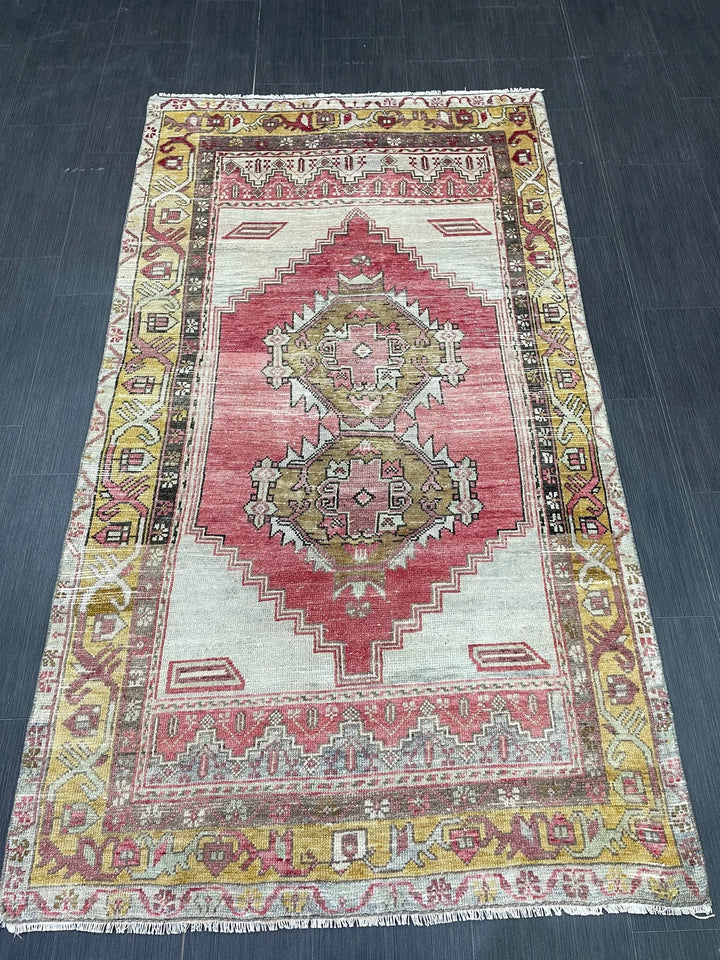 Tan Turkish Runner Rug 3' 8" x 6' 9" Hand-Knotted | No. WR27230