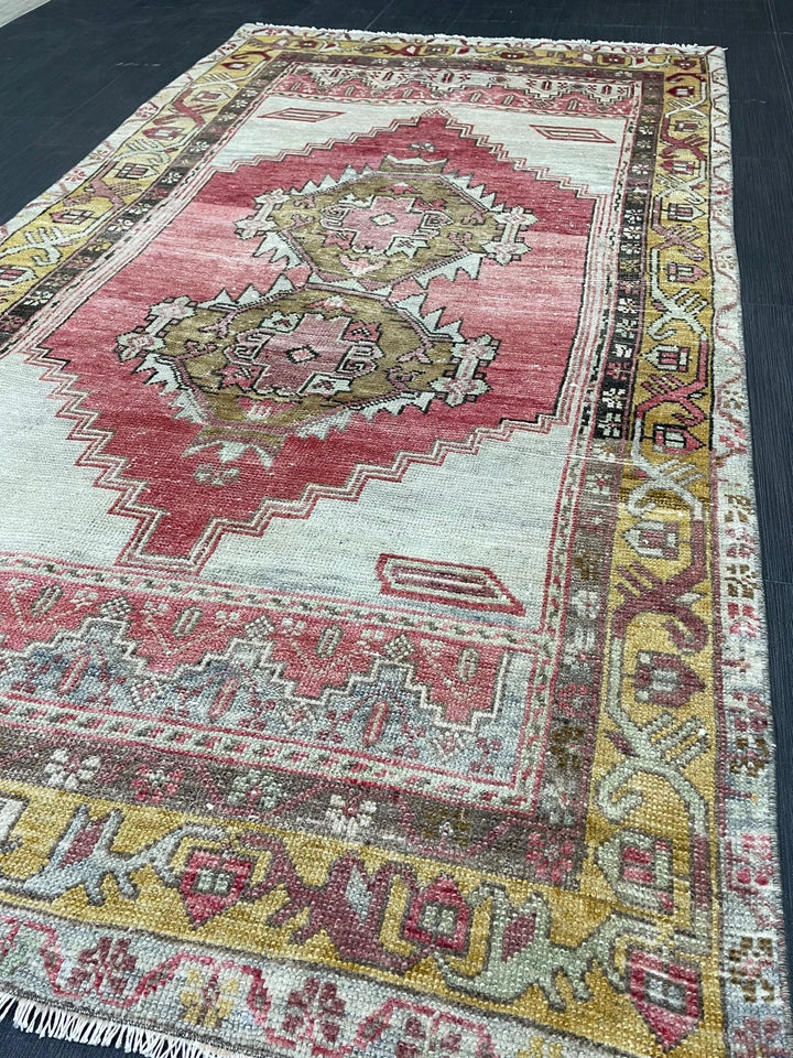 Tan Turkish Runner Rug 3' 8" x 6' 9" Hand-Knotted | No. WR27230