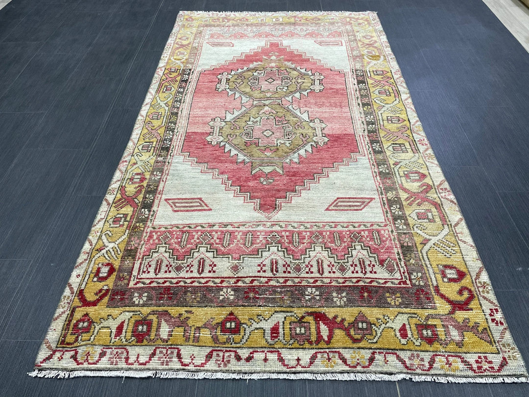 Tan Turkish Runner Rug 3' 8" x 6' 9" Hand-Knotted | No. WR27230