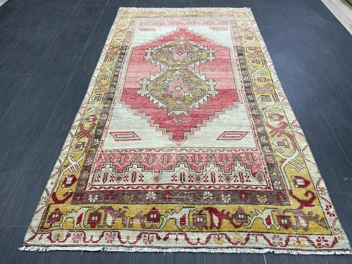 Tan Turkish Runner Rug 3' 8" x 6' 9" Hand-Knotted | No. WR27230