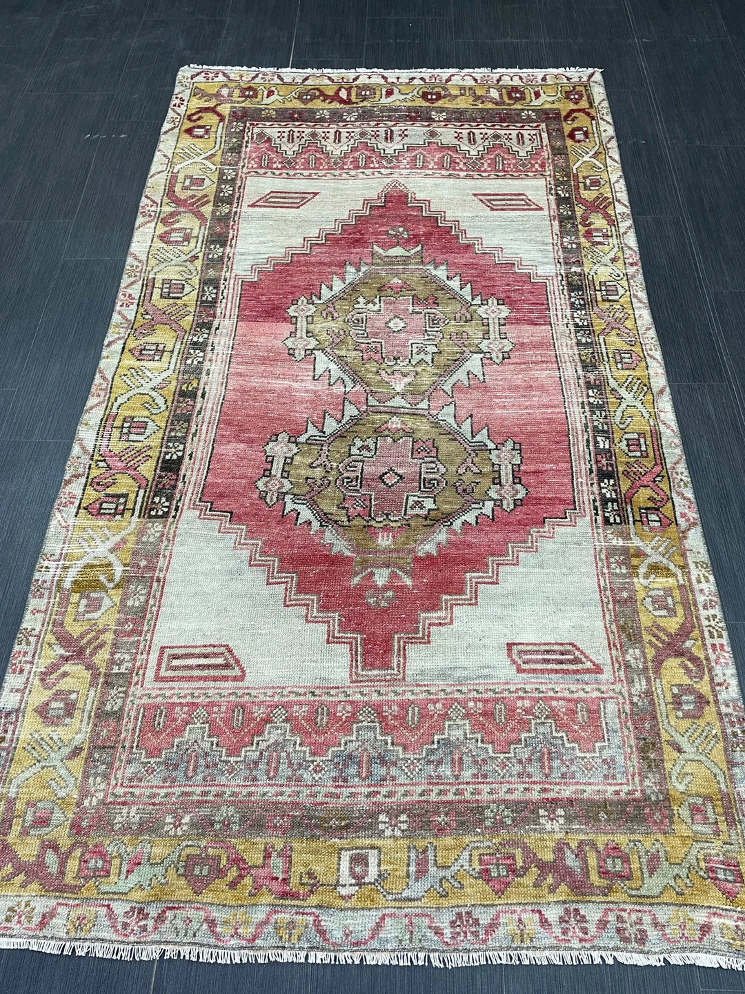 Tan Turkish Runner Rug 3' 8" x 6' 9" Hand-Knotted | No. WR27230