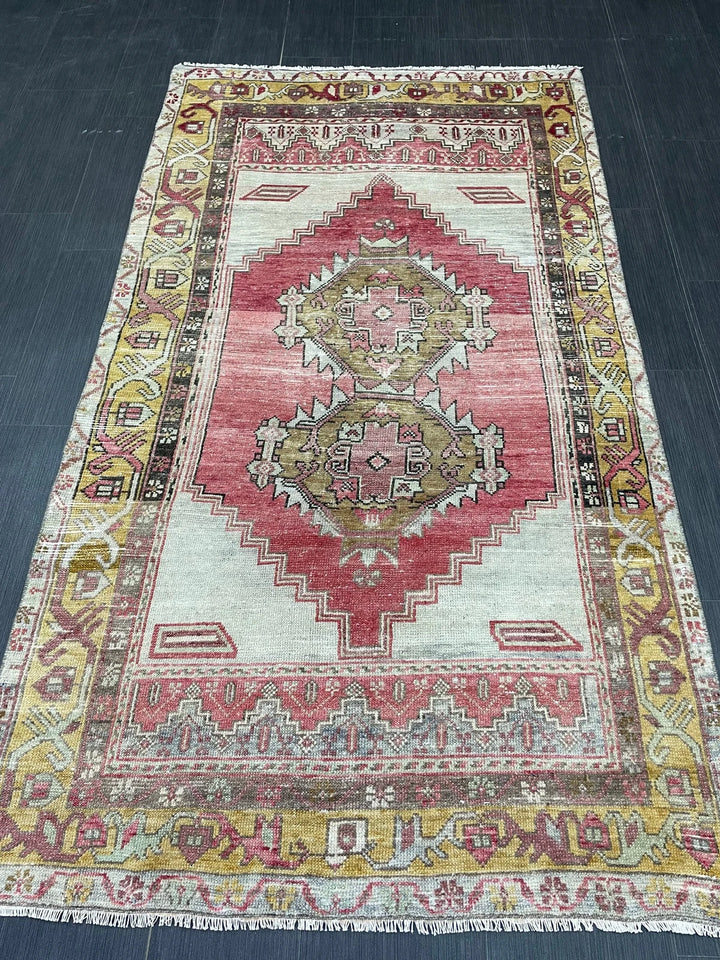 Tan Turkish Runner Rug 3' 8" x 6' 9" Hand-Knotted | No. WR27230