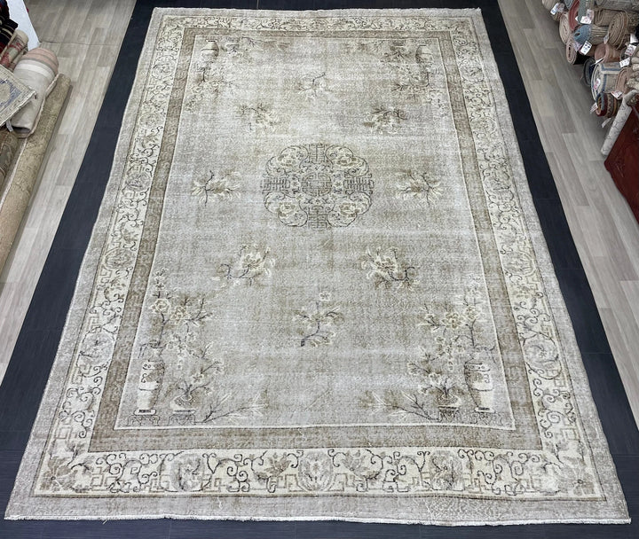 Beige Turkish Oushak Rug 8' 5" x 12' 3" Hand-Knotted | No. WR27308