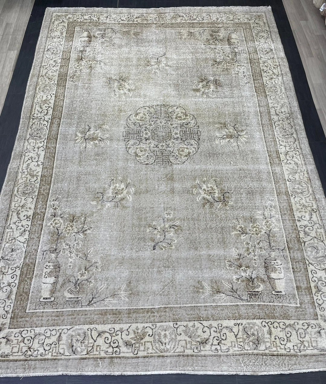 Beige Turkish Oushak Rug 8' 5" x 12' 3" Hand-Knotted | No. WR27308