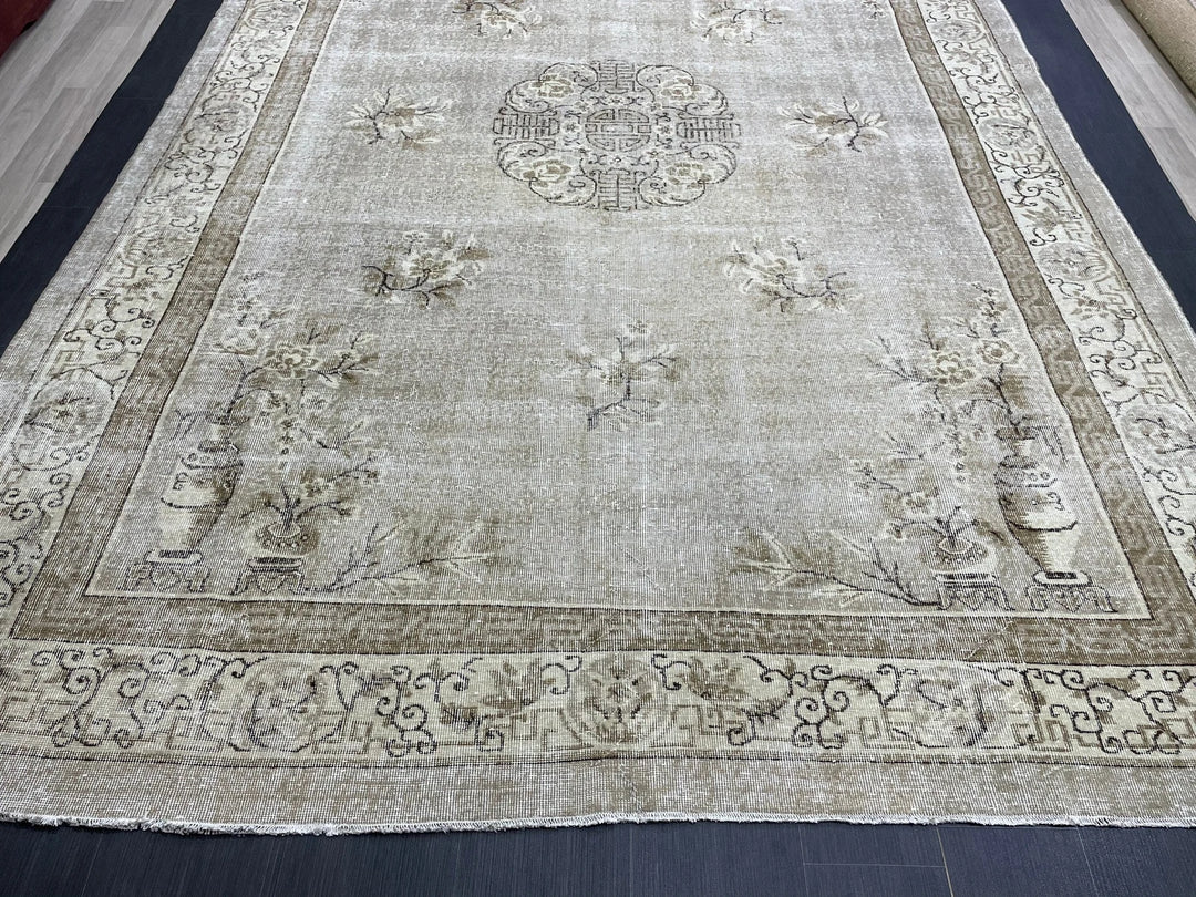 Beige Turkish Oushak Rug 8' 5" x 12' 3" Hand-Knotted | No. WR27308