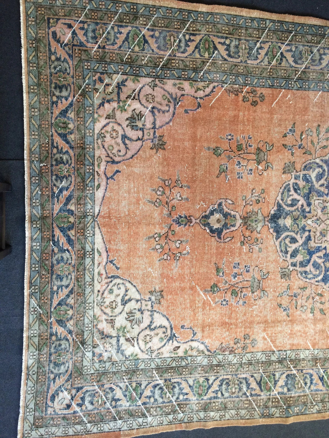 Beige Turkish Runner Rug 6' 7" x 9' 8" Hand-Knotted | No. WR27710
