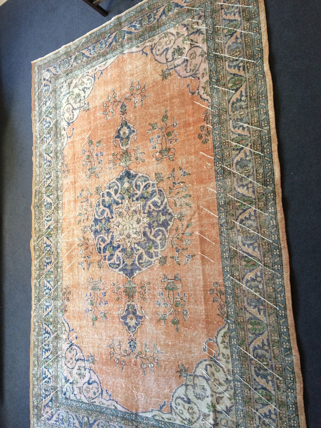 Beige Turkish Runner Rug 6' 7" x 9' 8" Hand-Knotted | No. WR27710