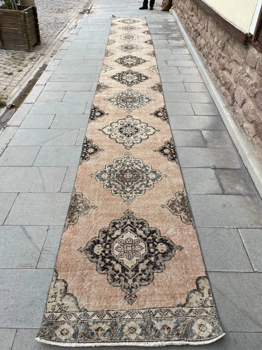 Beige Turkish Runner Rug 2' 9" x 23' 9" Hand-Knotted | No. WR27722