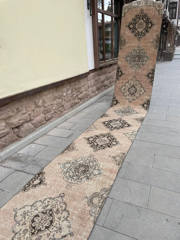 Beige Turkish Runner Rug 2' 9" x 23' 9" Hand-Knotted | No. WR27722