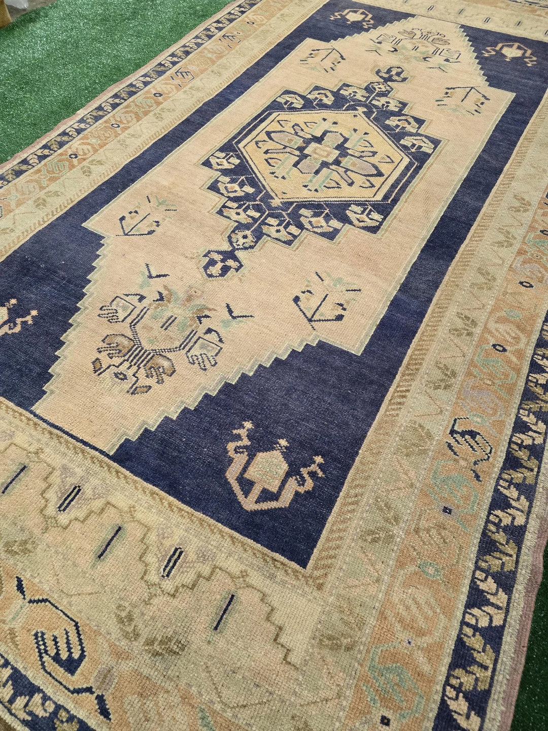 Blue Turkish Runner Rug 5' 7" x 10' 1" Hand-Knotted | No. WR27891