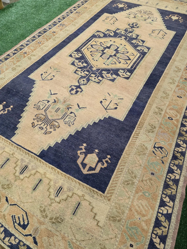 Blue Turkish Runner Rug 5' 7" x 10' 1" Hand-Knotted | No. WR27891