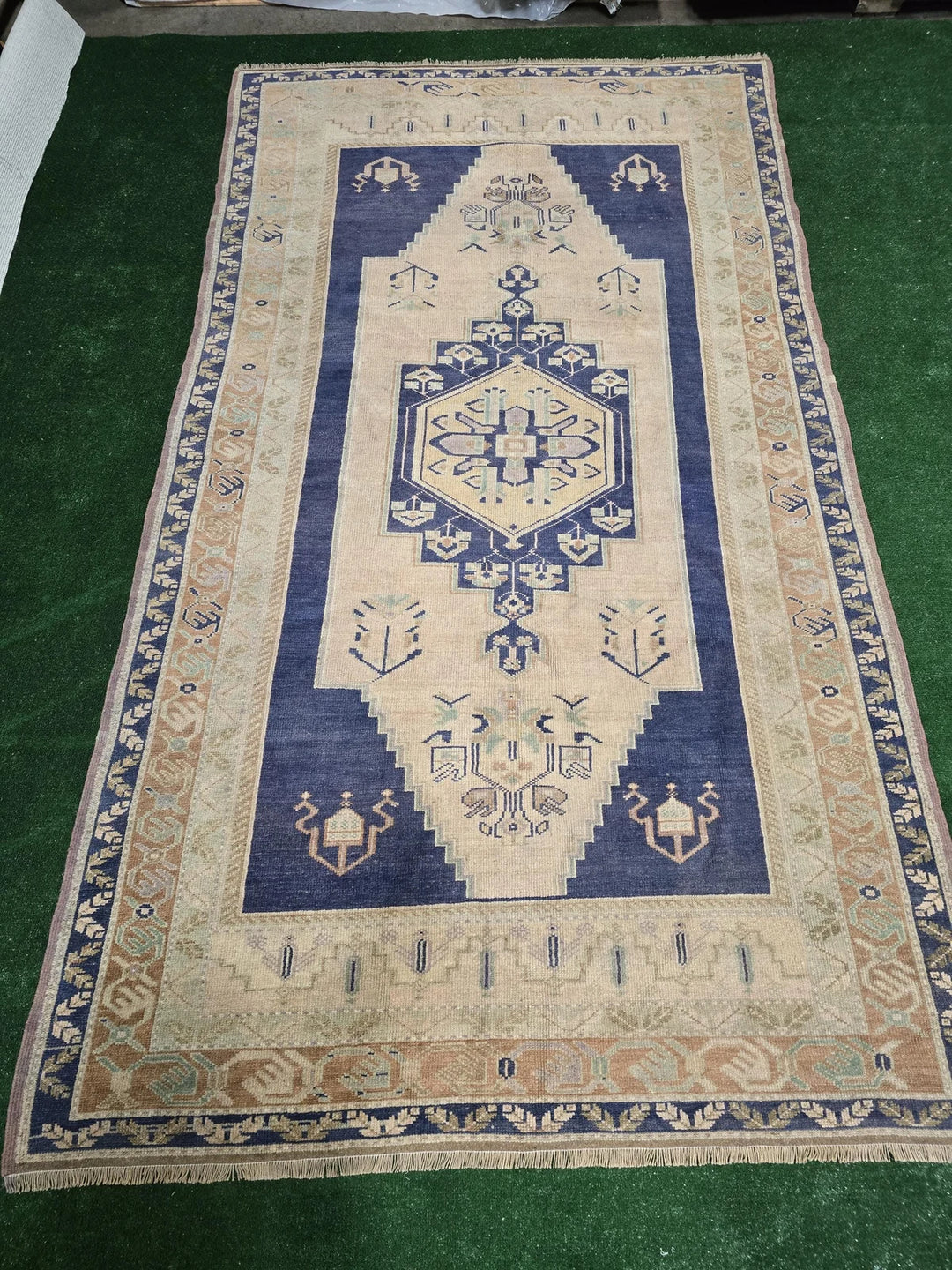 Blue Turkish Runner Rug 5' 7" x 10' 1" Hand-Knotted | No. WR27891