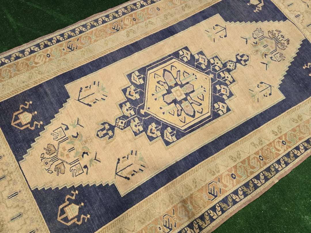 Blue Turkish Runner Rug 5' 7" x 10' 1" Hand-Knotted | No. WR27891