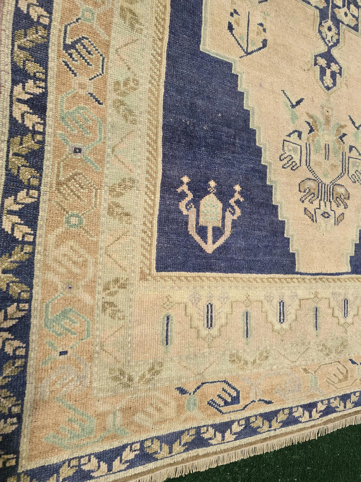 Blue Turkish Runner Rug 5' 7" x 10' 1" Hand-Knotted | No. WR27891