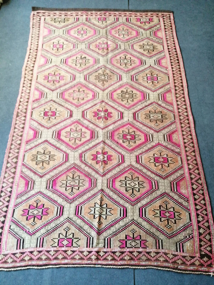 Beige Turkish Runner Rug 5' 7" x 9' Hand-Knotted | No. WR28056