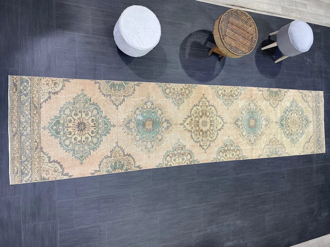 Rust Turkish Runner Rug 2' 10" x 12' 2" Hand-Knotted | No. WR28113