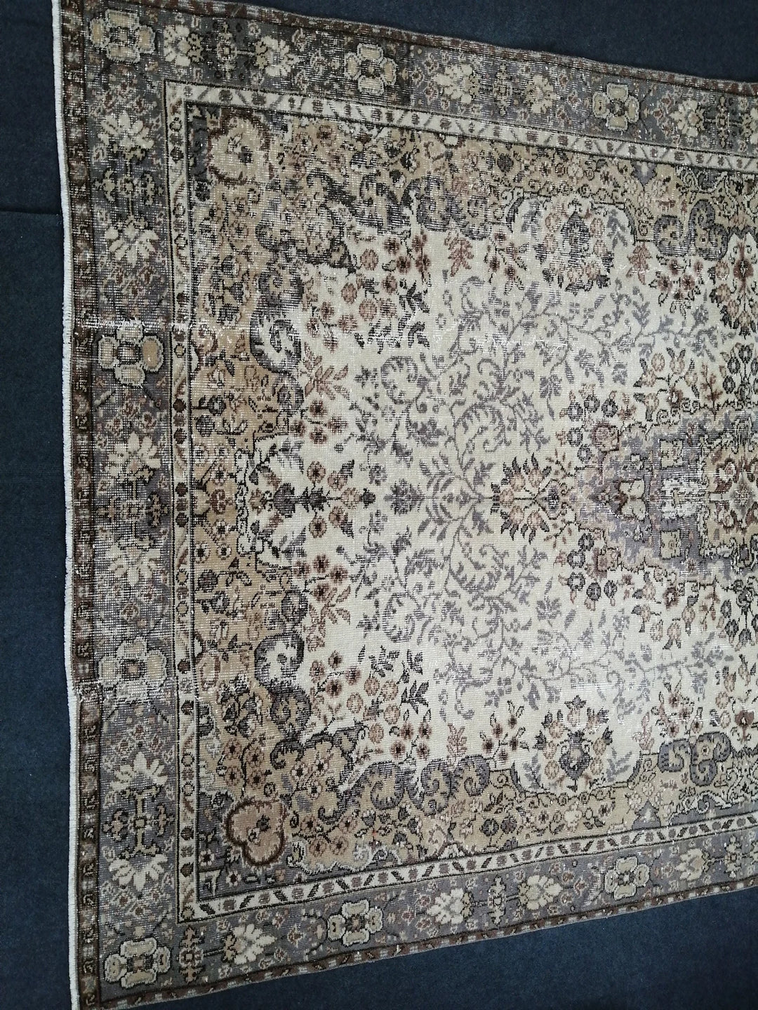 Beige Turkish Runner Rug 6' 4" x 10' Hand-Knotted | No. WR28266