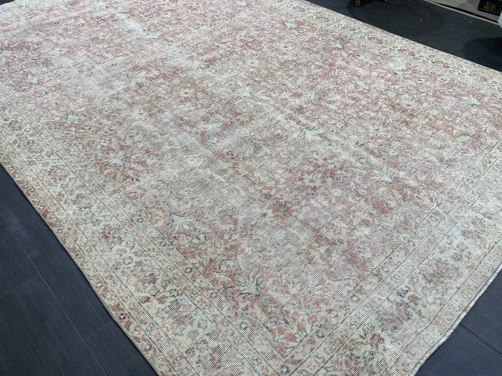 Beige Turkish Oushak Rug 6' 8" x 9' 10" Hand-Knotted | No. WR28391