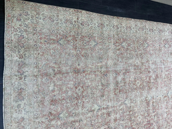 Beige Turkish Oushak Rug 6' 8" x 9' 10" Hand-Knotted | No. WR28391