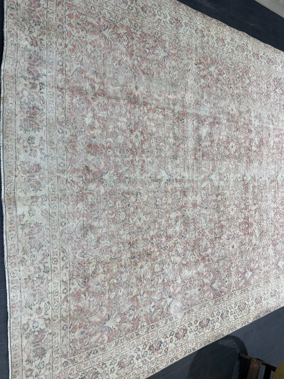 Beige Turkish Oushak Rug 6' 8" x 9' 10" Hand-Knotted | No. WR28391