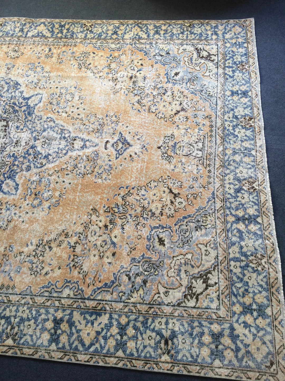 Beige Turkish Runner Rug 6' 10" x 10' Hand-Knotted | No. WR28460