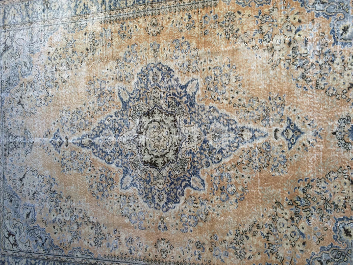 Beige Turkish Runner Rug 6' 10" x 10' Hand-Knotted | No. WR28460
