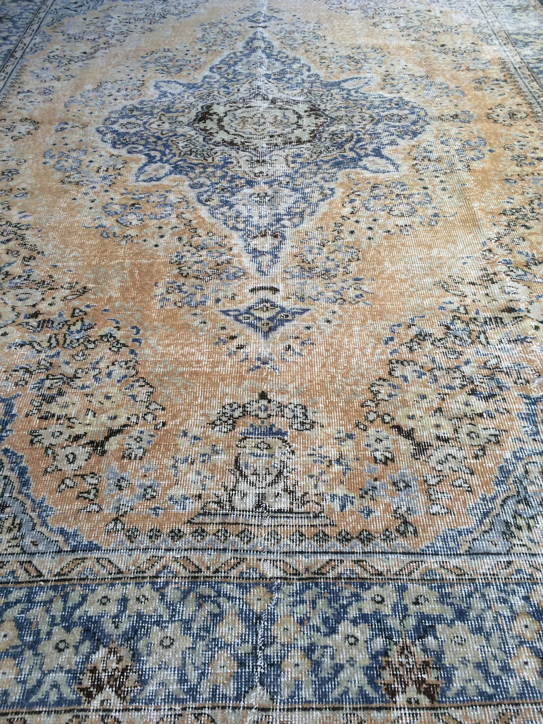 Beige Turkish Runner Rug 6' 10" x 10' Hand-Knotted | No. WR28460