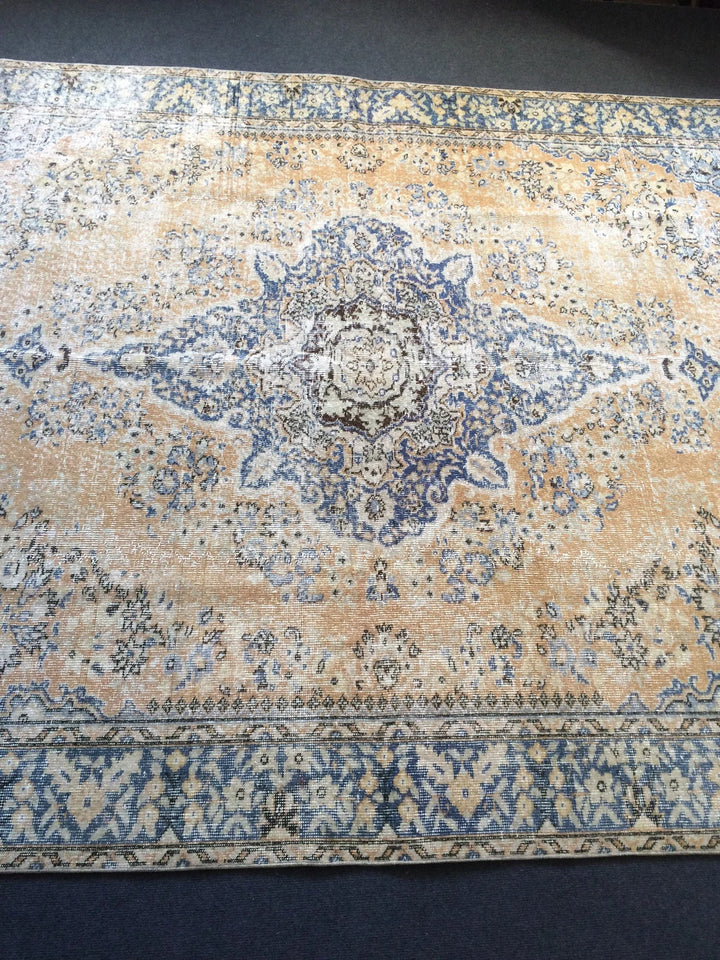 Beige Turkish Runner Rug 6' 10" x 10' Hand-Knotted | No. WR28460