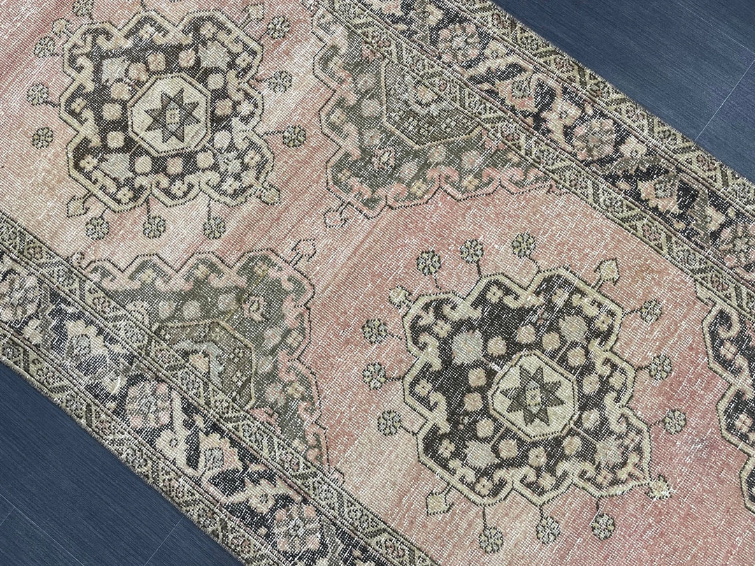 Rust Turkish Runner Rug 3' 5" x 6' 10" Hand-Knotted | No. WR28609