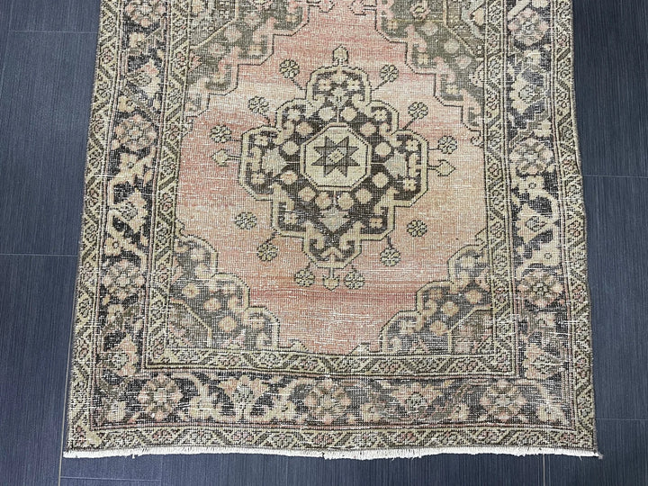 Rust Turkish Runner Rug 3' 5" x 6' 10" Hand-Knotted | No. WR28609