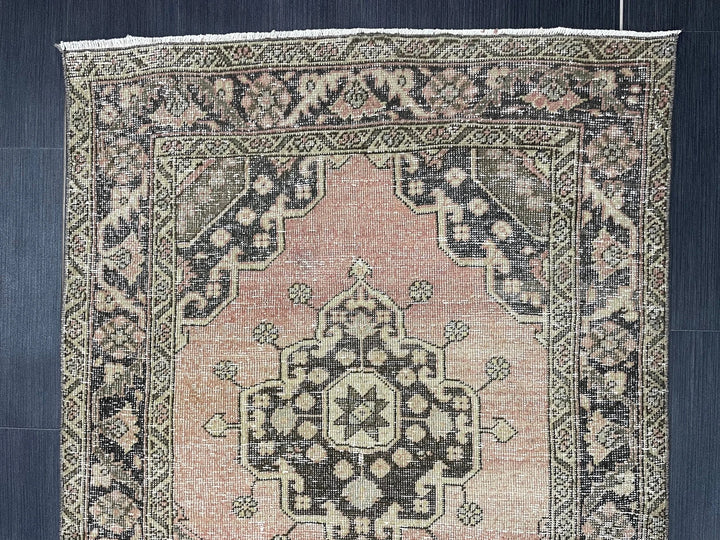 Rust Turkish Runner Rug 3' 5" x 6' 10" Hand-Knotted | No. WR28609