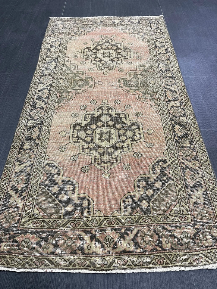 Rust Turkish Runner Rug 3' 5" x 6' 10" Hand-Knotted | No. WR28609