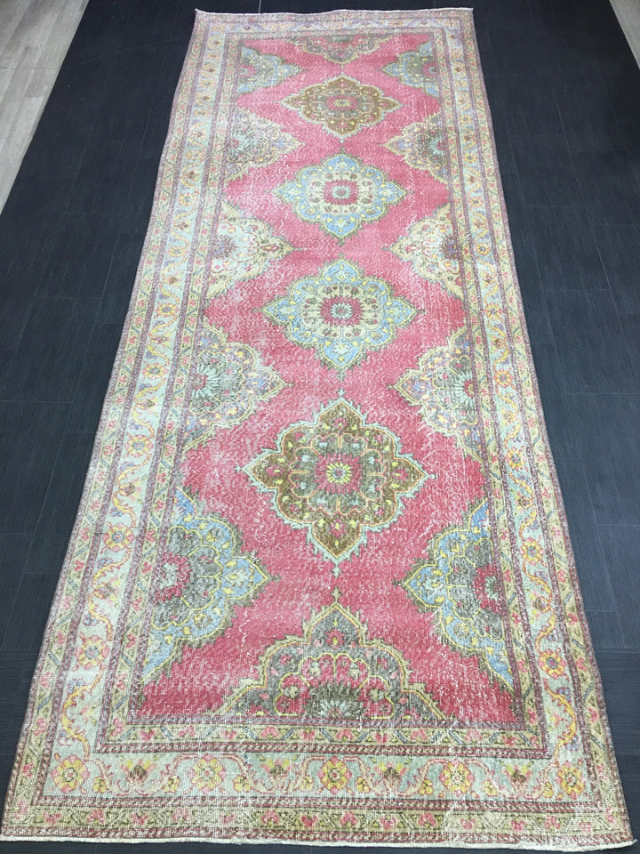Beige Turkish Runner Rug 4' 11" x 12' 11" Hand-Knotted | No. WR28909