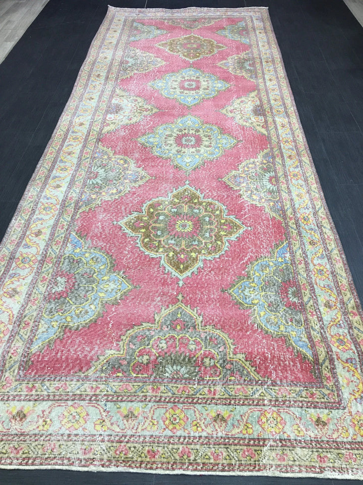 Beige Turkish Runner Rug 4' 11" x 12' 11" Hand-Knotted | No. WR28909