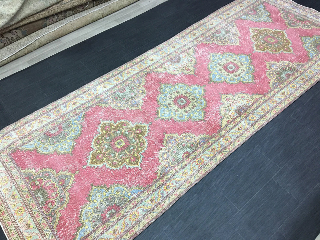 Beige Turkish Runner Rug 4' 11" x 12' 11" Hand-Knotted | No. WR28909
