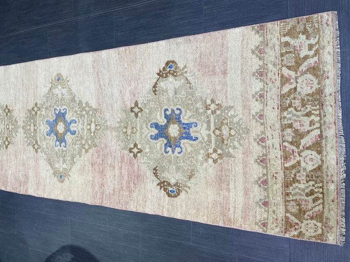 Beige Turkish Runner Rug 2' 10" x 11' 5" Hand-Knotted | No. WR28980