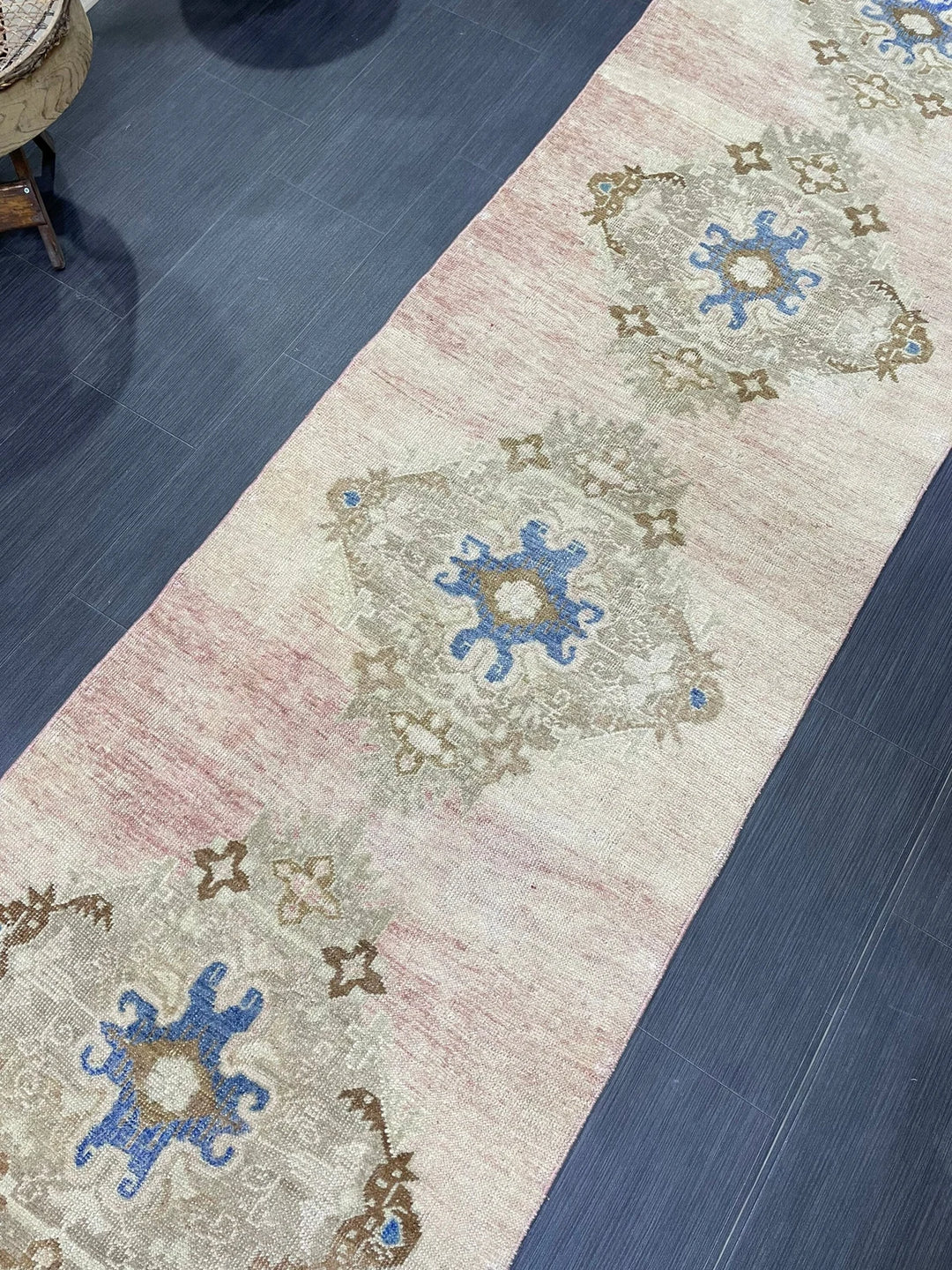 Beige Turkish Runner Rug 2' 10" x 11' 5" Hand-Knotted | No. WR28980
