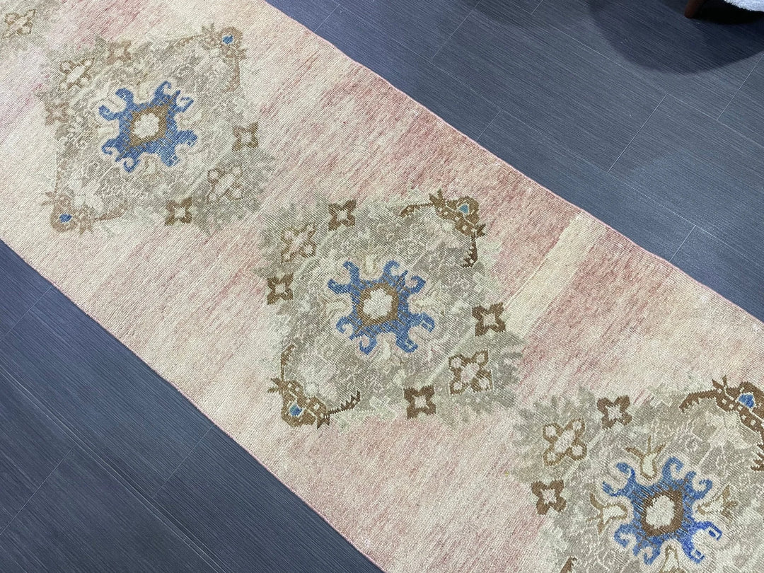Beige Turkish Runner Rug 2' 10" x 11' 5" Hand-Knotted | No. WR28980