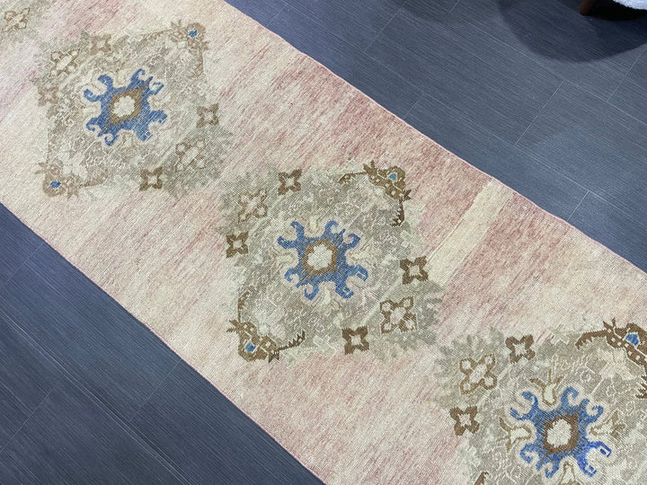 Beige Turkish Runner Rug 2' 10" x 11' 5" Hand-Knotted | No. WR28980