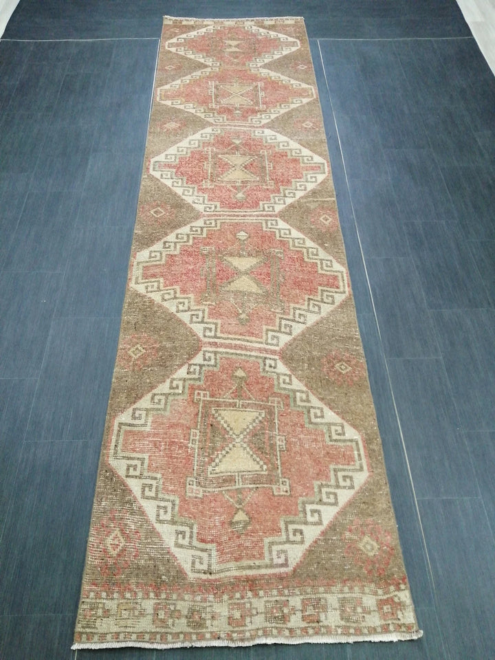 Beige Turkish Runner Rug 2' 11" x 11' Hand-Knotted | No. WR29225