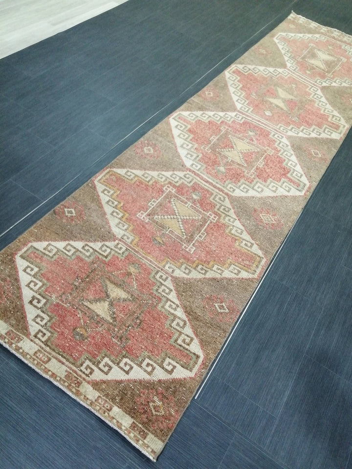 Beige Turkish Runner Rug 2' 11" x 11' Hand-Knotted | No. WR29225