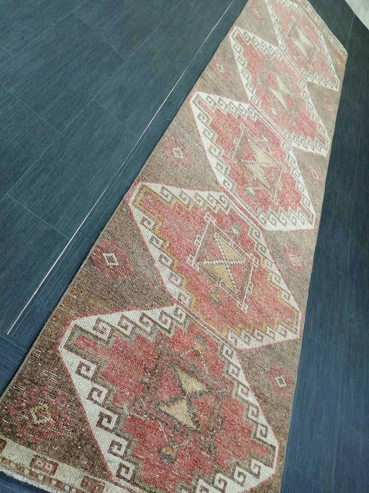 Beige Turkish Runner Rug 2' 11" x 11' Hand-Knotted | No. WR29225
