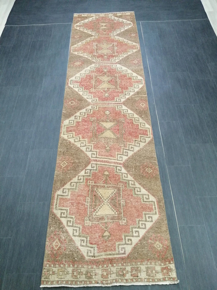 Beige Turkish Runner Rug 2' 11" x 11' Hand-Knotted | No. WR29225