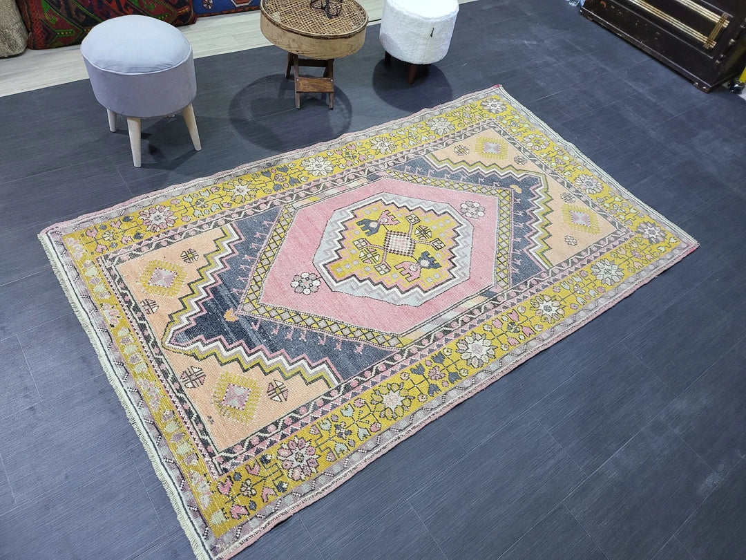 Beige Turkish Runner Rug 4' 2" x 7' 4" Hand-Knotted | No. WR29307