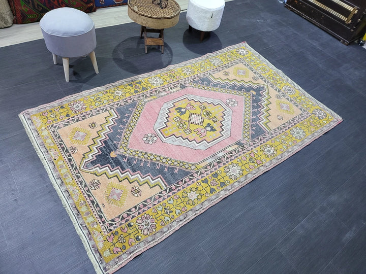 Beige Turkish Runner Rug 4' 2" x 7' 4" Hand-Knotted | No. WR29307