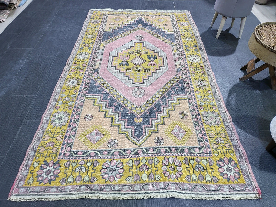 Beige Turkish Runner Rug 4' 2" x 7' 4" Hand-Knotted | No. WR29307